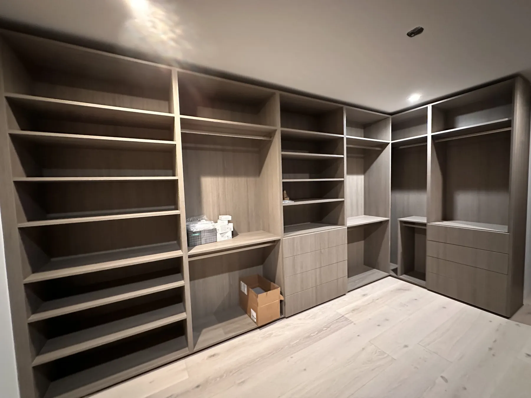 Walk-in closet with built-in shelving